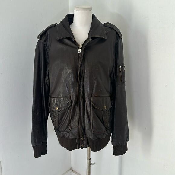 Vintage Wilson’s Leather Brown Leather 70s Flight Bomber - Picture 1 of 10